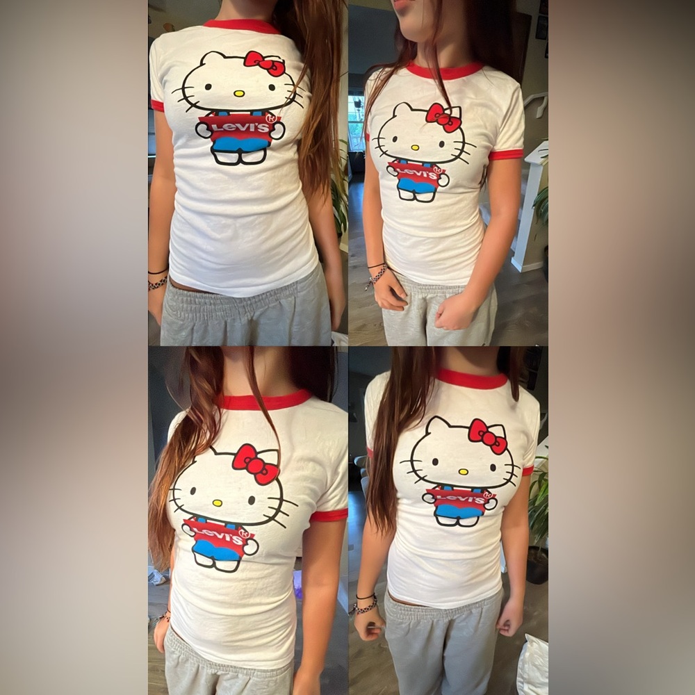 Levi's White T-Shirt with Hello Kitty Design
